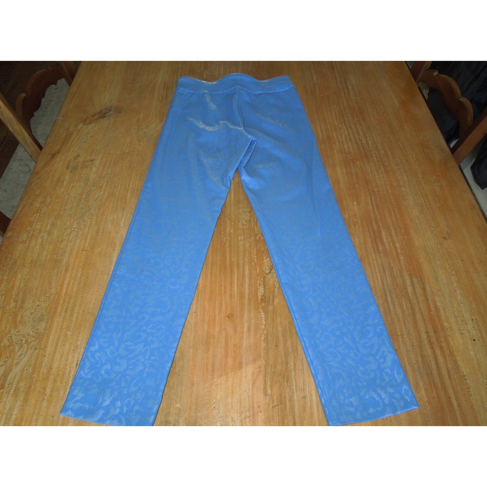 Krazy Larry Blue Leopard Print Stretch Pull On Ankle Pants Size 6 Made in USA - Picture 5 of 5